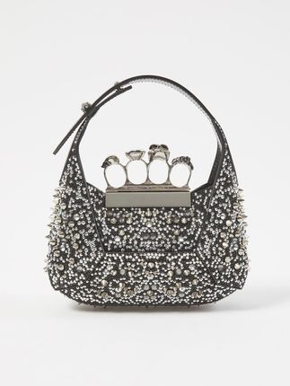 Four Ring crystal-embellished leather handbag