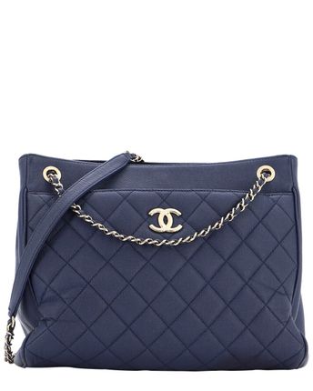 Blue Quilted Caviar Leather Medium CC Chain Tote (Authentic Pre-Owned)