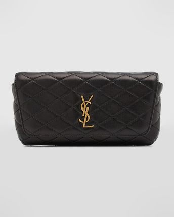 YSL Quilted Leather Chain Phone Holder