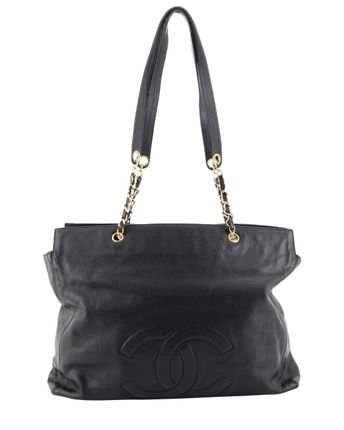 Pre-Owned Black Caviar Leather Large Timeless Open Chain Tote (Authentic Pre-
Owned)