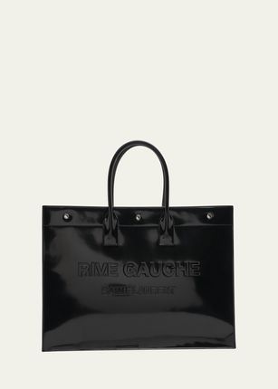 Men's Rive Gauche Large Patent Leather Tote Bag