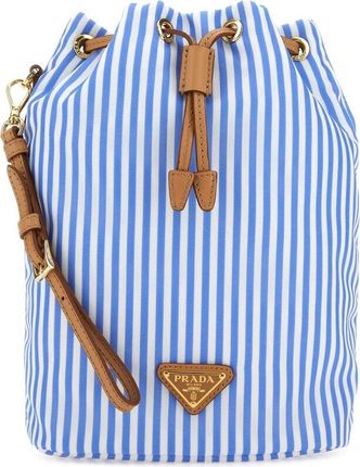 Striped Drawstring Bucket Bag