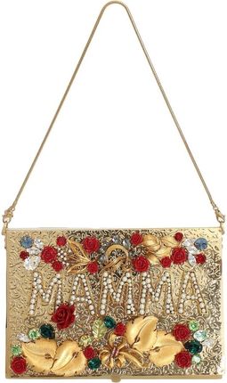 Gold Brass Crystal MAMMA Rose Evening Box Women's Bag
