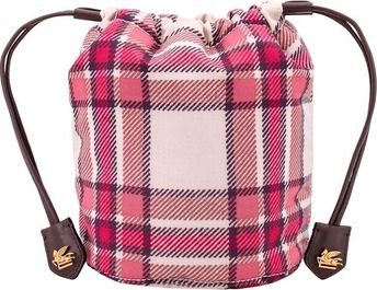 Checkered Drawstring Bucket Bag