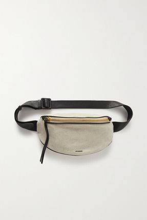 Moon Small Leather-trimmed Cotton-canvas Belt Bag - Neutrals