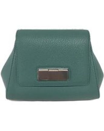 Women's Green Grained-texture Foldover Belt Bag