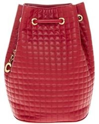 Women's Red C Charm Small Quilted Leather Bucket Bag