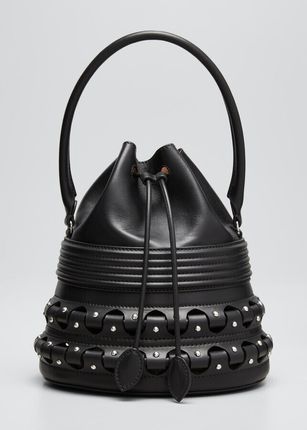 Corset Studded Leather Bucket Bag
