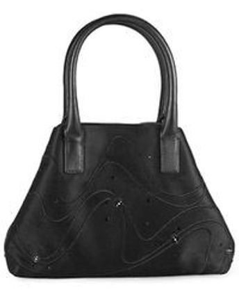 Women's Black Led Satin Top Handle Bag