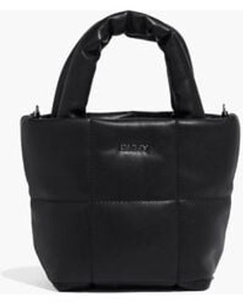Women's Black Poppy Quilted Faux Leather Tote