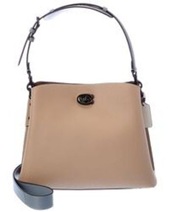 Women's Brown Willow Colorblocked Leather Shoulder Bag