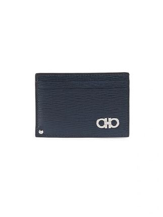 Gancini Card Holder With Pull-out Id Window In Black
