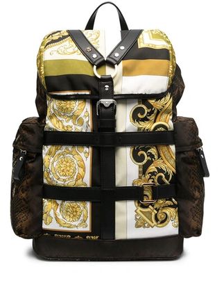 Mens Print-mix Harness Detail Backpack In Multicolour