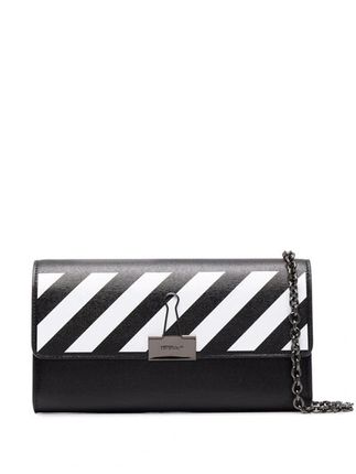 Off White Binder Wallet On Chain Bag In Saffiano Leather In Black