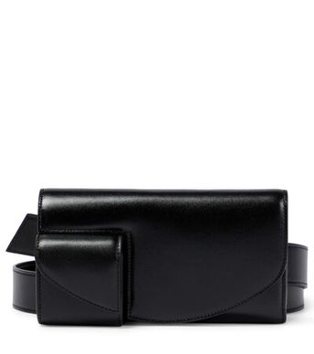 Horizontal Belt Bag In Calf Leather In Black