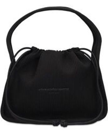 Women's Black Ryan Small Ribbed Nylon Top Handle Bag