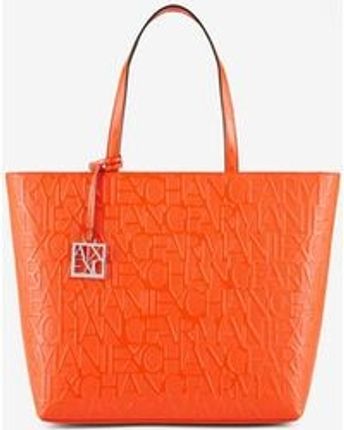 Women's Orange Embossed Zip Top Tote Bag