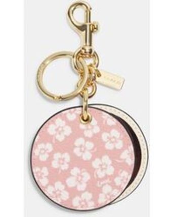 Women's Pink Mirror Bag Charm With Graphic Ditsy Print