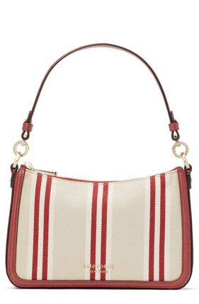 Hudson Pebble Stripe Canvas Medium Convertible Bag In Red Jasper Multi
