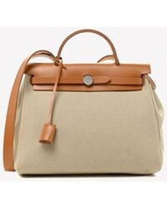 Women's Herbag Zip 31 Pm In Beton And Natural Vache Hunter Toile