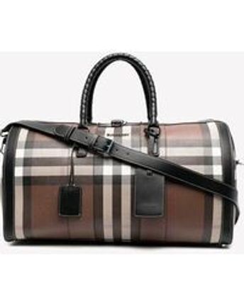 Men's Brown Boston Vintage Check Duffle Bag