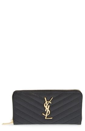 Monogram Quilted Leather Wallet In Noir