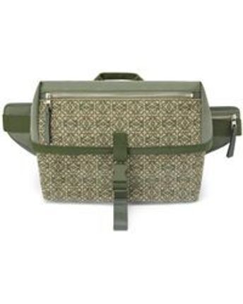Men's Green Postman Sling In Anagram Jacquard And Canvas