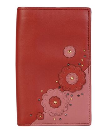 Intrecciato Floral Zip-around Wallet In Red