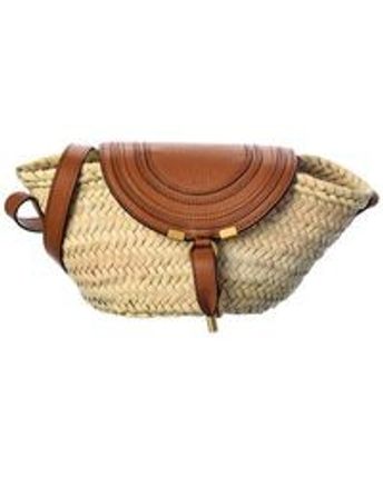 Women's Natural Marcie Small Raffia & Leather Basket Tote