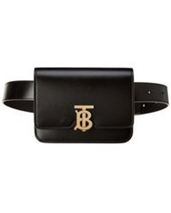 Women's Black Tb Leather Belt Bag