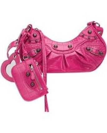 Women's Pink Croc Xs 'le Cagole' Shoulder Bag
