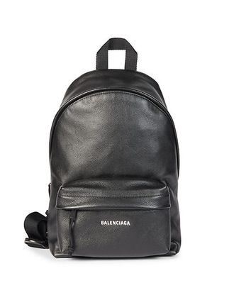 Grained Leather Sling Backpack