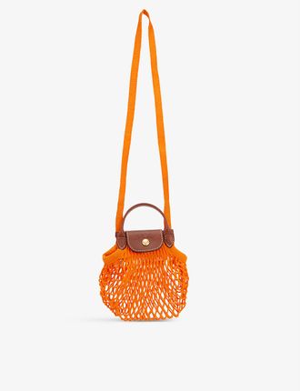 Le Pliage Filet extra-small cotton and leather shopper