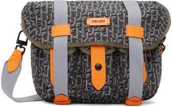 Grey & Orange Small Jacquard Messenger Bag
