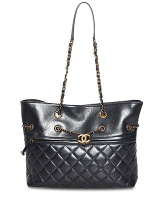 pre-owned diamond-quilted chain-link detailing shoulder bag