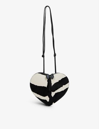Le Couer heart-shaped textured animal-print leather cross-body bag