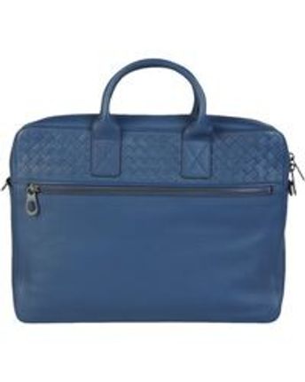 Women's Blue Leather Briefcase Shoulder Bag