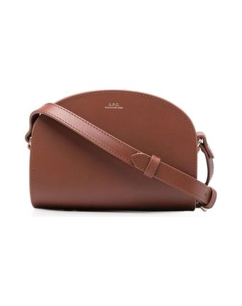 Sac Demi Lune  Brown Leather  Crossbody Bag With Logo A.p.c Woman