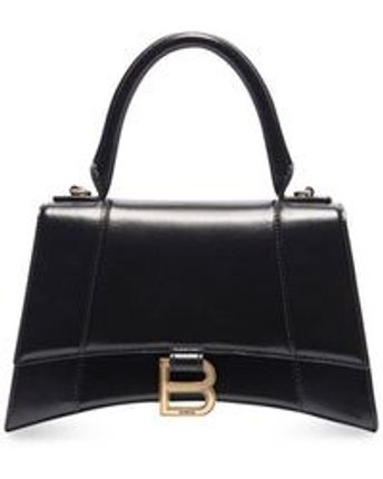 Women's Black Hourglass Leather Bag