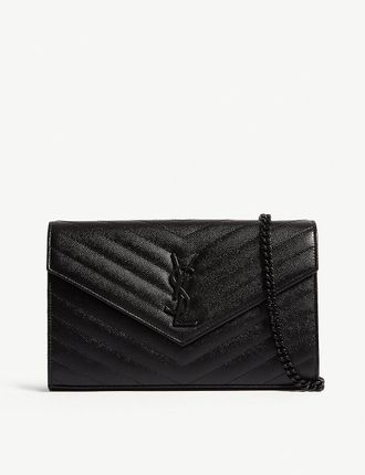 Monogram quilted leather envelope clutch