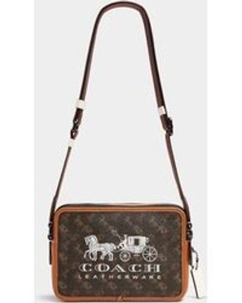 Men's Brown Charter 24 Horse And Carriage Print Crossbody