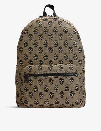 Skull-pattern jacquard woven backpack