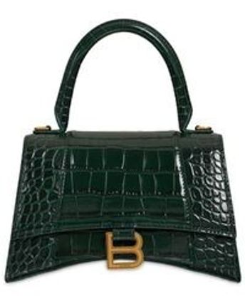 Women's Green Hourglass Croc Embossed Leather Bag