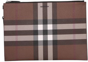 Logo Detailed Checked Large Clutch Bag