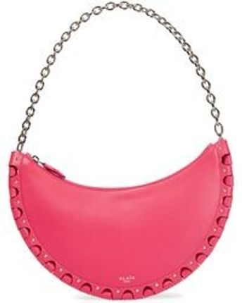 Women's Pink Half Moon Small Leather Shoulder Bag