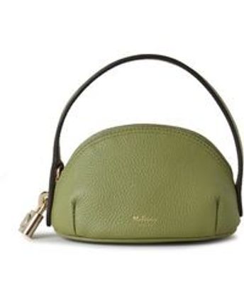 Women's Green Billie Mini Pouch With Top Handle In Summer Khaki Small Classic Grain