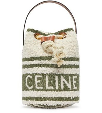 Teen drawstring in striped textile with Celine and calfskin