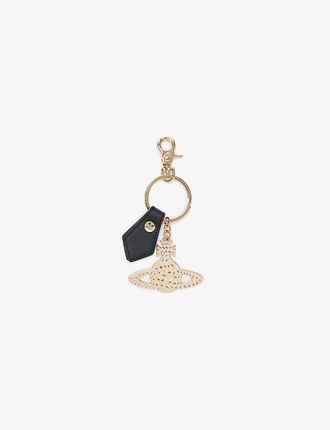 Debbie gold-toned and leather keyring