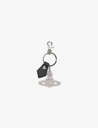 Debbie silver-toned and leather keyring