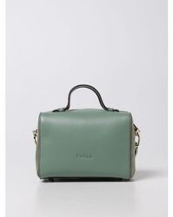 Women's Green Satchel In Leather And Suede